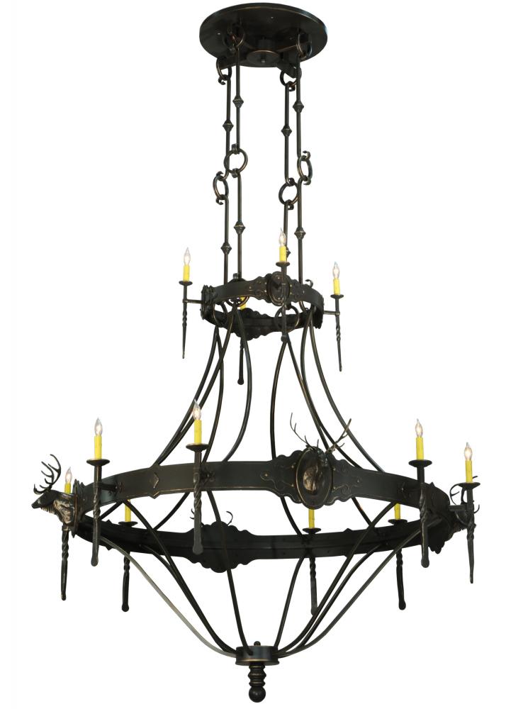 66.5"W Stag 12 LT Two Tier Chandelier