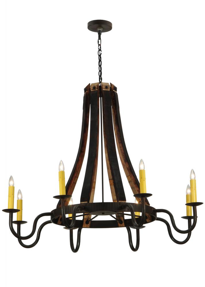 50"W Barrel Stave Madera 8 LT Chandelier