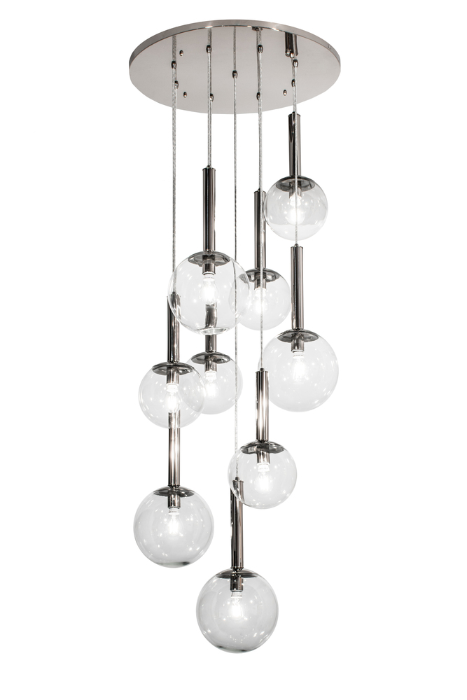 28"W Bola Piston 9 LT Cascading Pendant