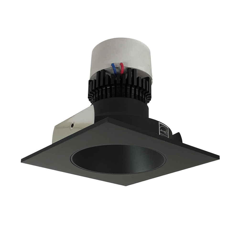 4" Pearl LED Square Retrofit Reflector with Round Aperture, 1000lm / 12W, 3000K, Black Reflector