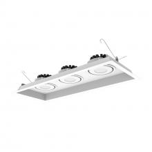 Nora NMRT3-3RL230FWW - Three-Head Flanged LED Multiple Lighting Trim, 1500lm per Head w/ Flood Optic, 3000K, Regressed