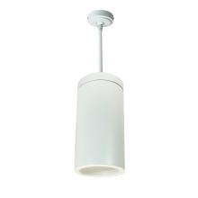 Nora NYLS3-6P1L230NP01WWW - 6" Sapphire III Pendant Mount White Cylinder, Matte Powder White Reflector/Matte Powder White