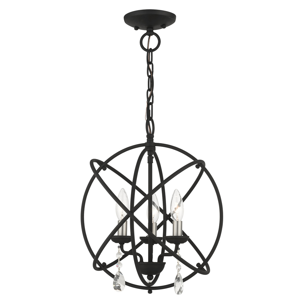 3 Lt Black Convertible Chandelier / Semi Flush