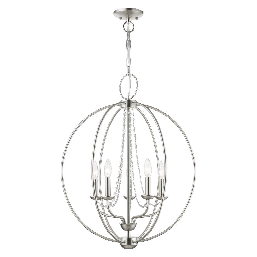 5 Light Brushed Nickel Globe Chandelier