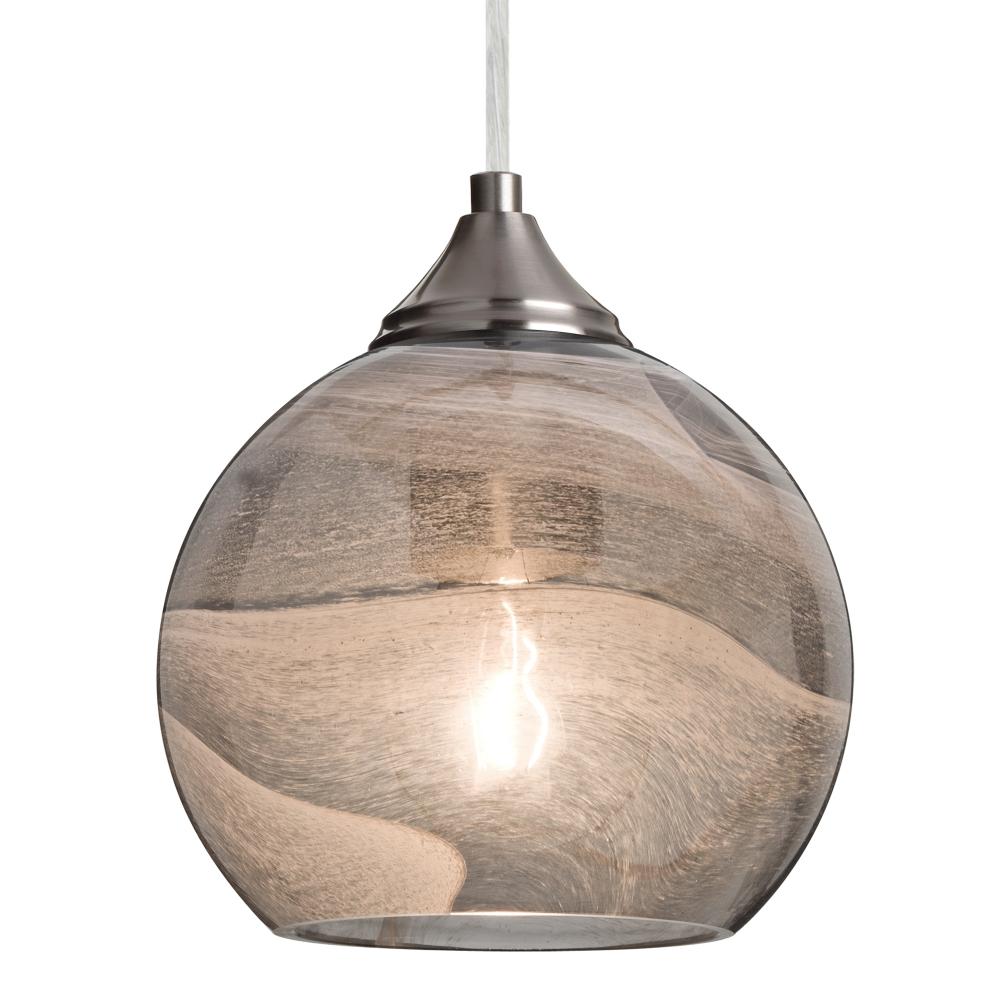 Besa, Jilly Cord Pendant, Vapor Smoke, Satin Nickel Finish, 1x60W Medium Base, 15Ft.