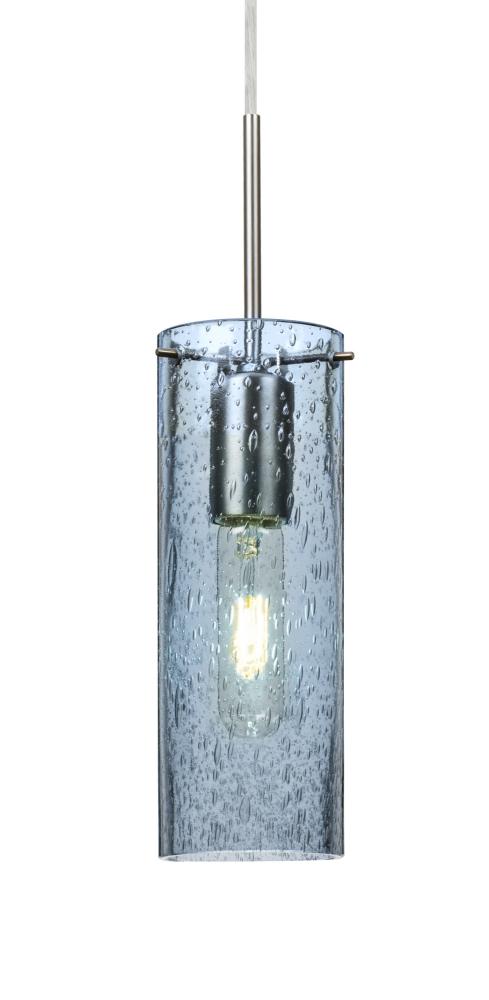 Besa, Juni 10 Cord Pendant, Blue Bubble, Satin Nickel, 1x60W Medium Base