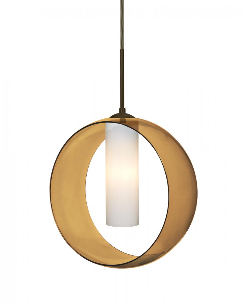 Besa, Plato Cord Pendant, Amber/Opal, Bronze Finish, 1x5W LED