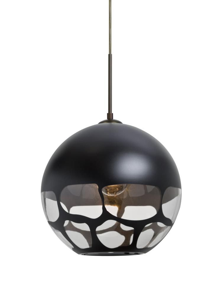 Besa, Rocky Cord Pendant, Black, Bronze Finish, 1x9W LED