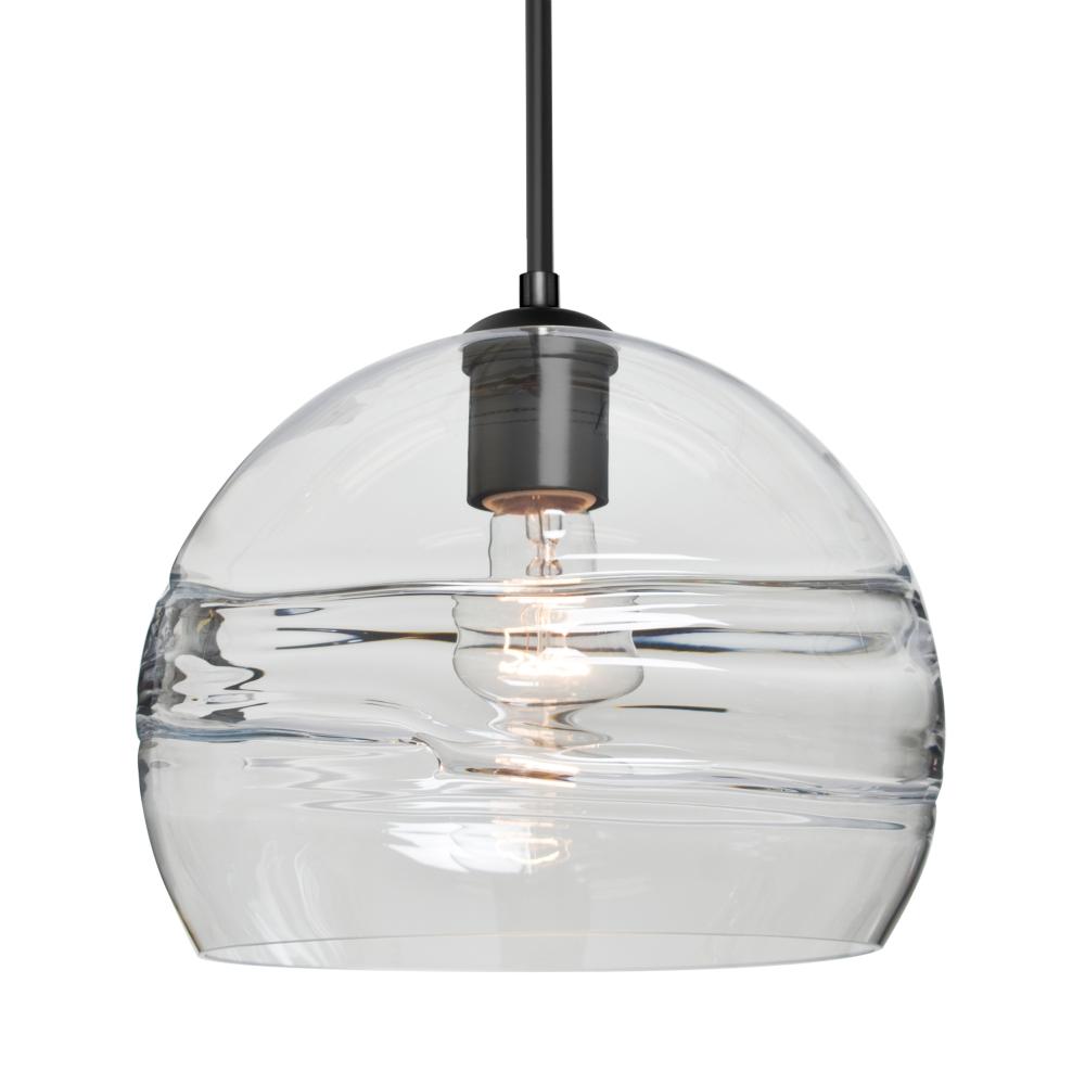 Besa Spirit 10 Pendant, Clear, Black Finish, 1x8W LED Filament