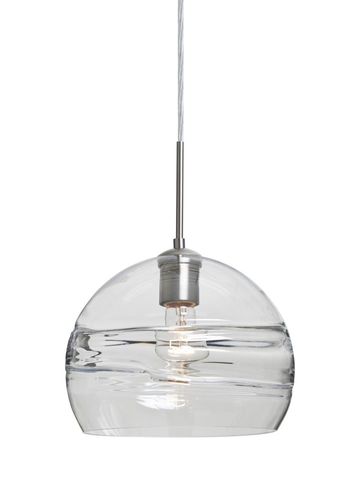 Besa Spirit 10 Pendant, Clear, Satin Nickel Finish, 1x60W Medium Base