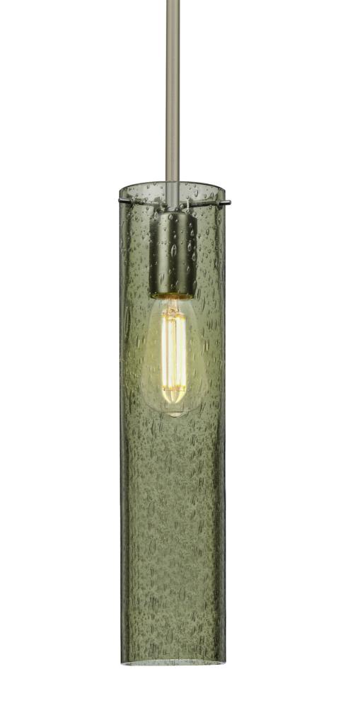 Besa, Juni 16 Stem Pendant, Moss Bubble, Satin Nickel, 1x4W LED Filament