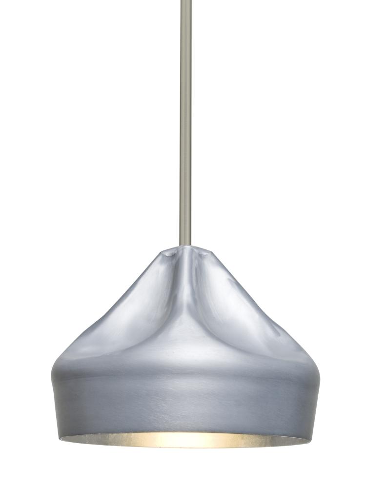 Besa Lotus Stem Pendant, Satin Nickel Finish, 1x9W LED