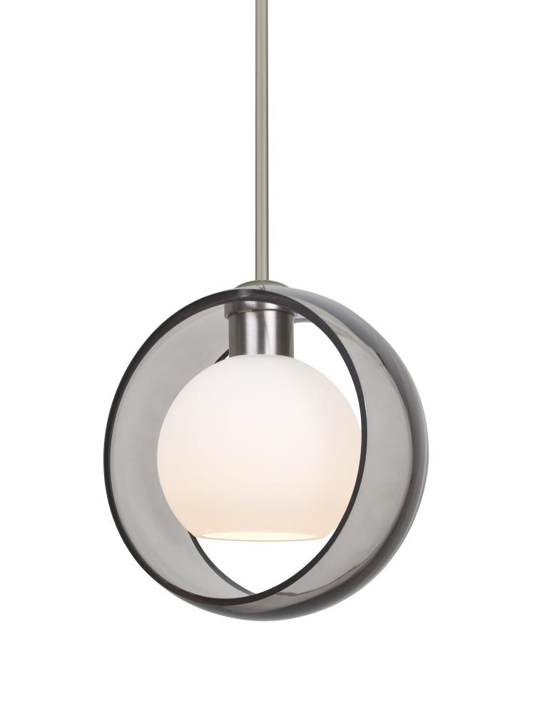 Besa Mana Pendant, Smoke/Opal, Satin Nickel Finish, 1x9W LED