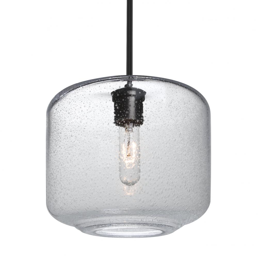 Besa Niles 10 Pendant, Clear Bubble, Black Finish, 1x4W LED Filament