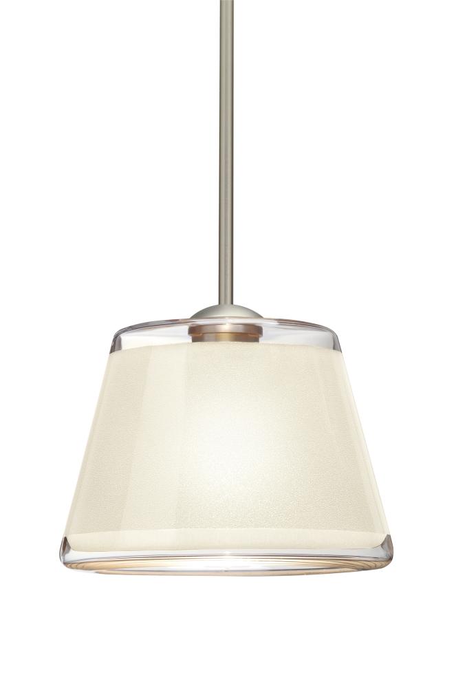 Besa Stem Pendant Pica 9 Satin Nickel White Sand 1x75W Medium Base