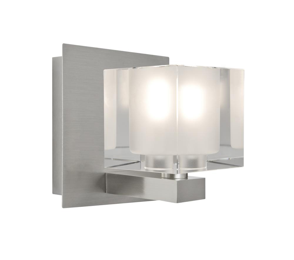 Besa, Bolo Vanity, Clear/Frost, Satin Nickel Finish, 1x40W Halogen