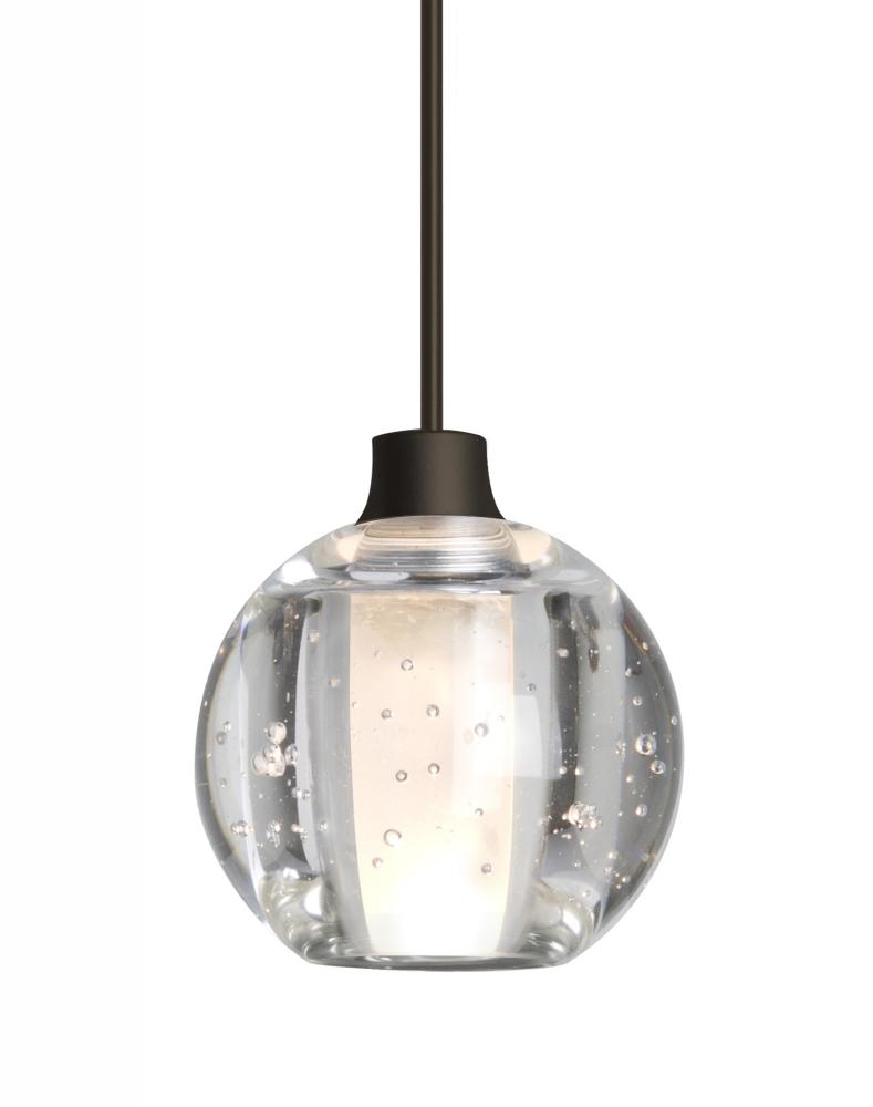 Besa, Boca 5 Cord Pendant, Clear Bubble, Bronze Finish, 1x3W LED