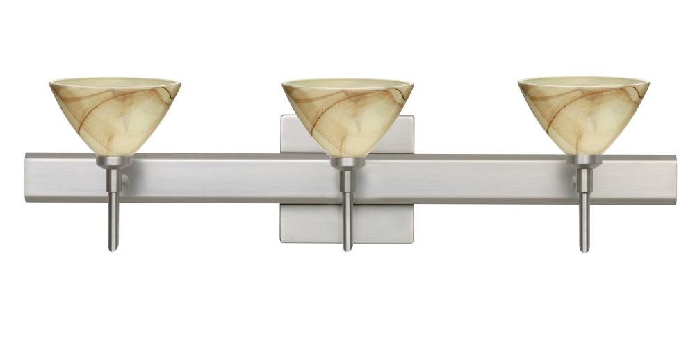 Besa Wall With SQ Canopy Domi Satin Nickel Mocha 3x5W LED