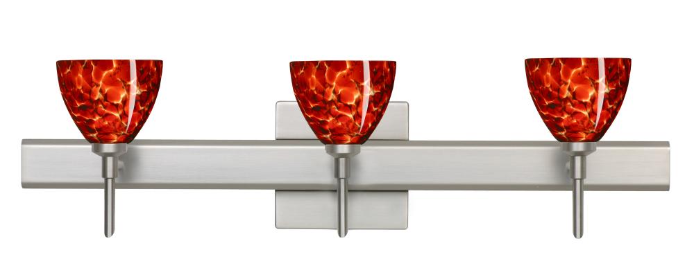 Besa Divi Wall With Sq Canopy 3SW Garnet Satin Nickel 3x40W G9