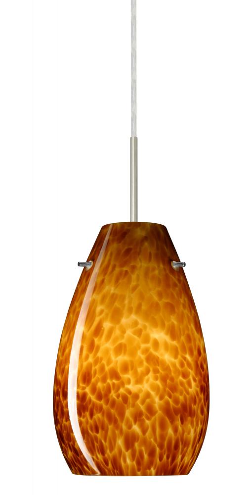 Besa Pera 9 Pendant For Multiport Canopy Satin Nickel Amber Cloud 1x100W Medium Base