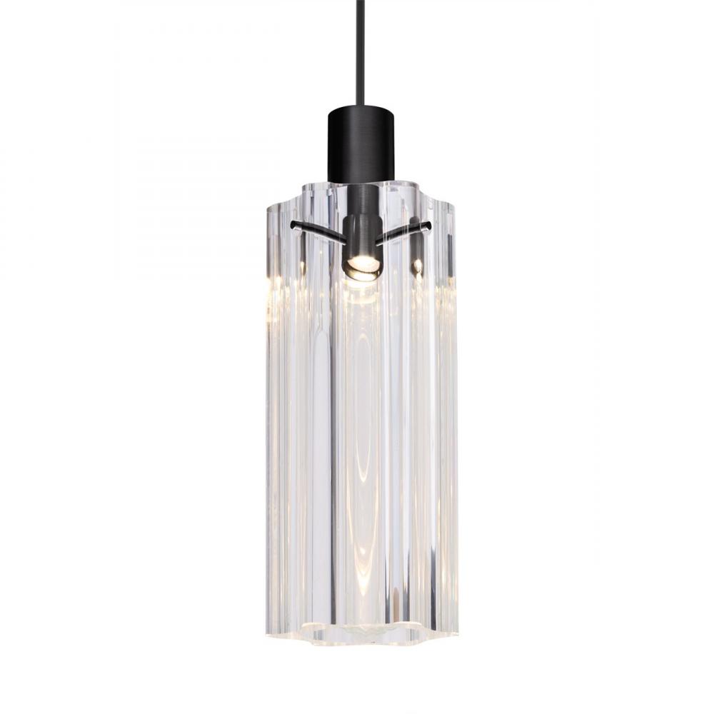 Besa Ice 7 Pendant, Clear Glass, Black Finish, 1x35W MAX GY6.35 Base