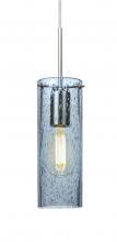 Besa Lighting 1JC-JUNI10BL-EDIL-SN - Besa, Juni 10 Cord Pendant, Blue Bubble, Satin Nickel, 1x4W LED Filament