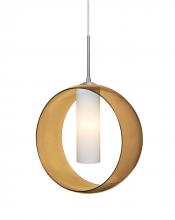 Besa Lighting 1JC-PLATOAM-LED-SN - Besa, Plato Cord Pendant, Amber/Opal, Satin Nickel Finish, 1x5W LED