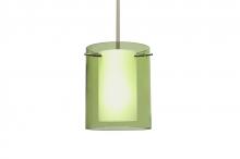 Besa Lighting 1TT-L00607-SN - Besa Stem Pendant Pahu 8 Satin Nickel Transparent Olive/Opal 1x100W Medium Base