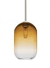 Besa Lighting 1TT-OMEGA12AM-SN - Besa, Omega 12 Stem Pendant,Amber/Clear, Satin Nickel Finish, 1x60W Medium Base