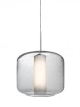 Besa Lighting 1JT-NILES10CO-EDIL-SN - Besa Niles 10 Pendant, Clear Bubble/Opal, Satin Nickel Finish, 1x7W LED Filament