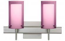 Besa Lighting 2SW-A44007-LED-SN-SQ - Besa Pahu 4 Wall With SQ Canopy 2SW Transparent Amethyst/Opal Satin Nickel 2x5W LED