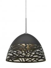 Besa Lighting J-KIEVBK-LED-SN - Besa Kiev Pendant for Multiport Canopy, Black, Satin Nickel Finish, 1x9W LED