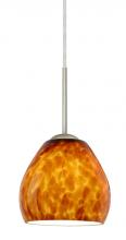 Besa Lighting 1BT-412218-SN - Besa Bolla Pendant Satin Nickel Amber Cloud 1x50W Candelabra