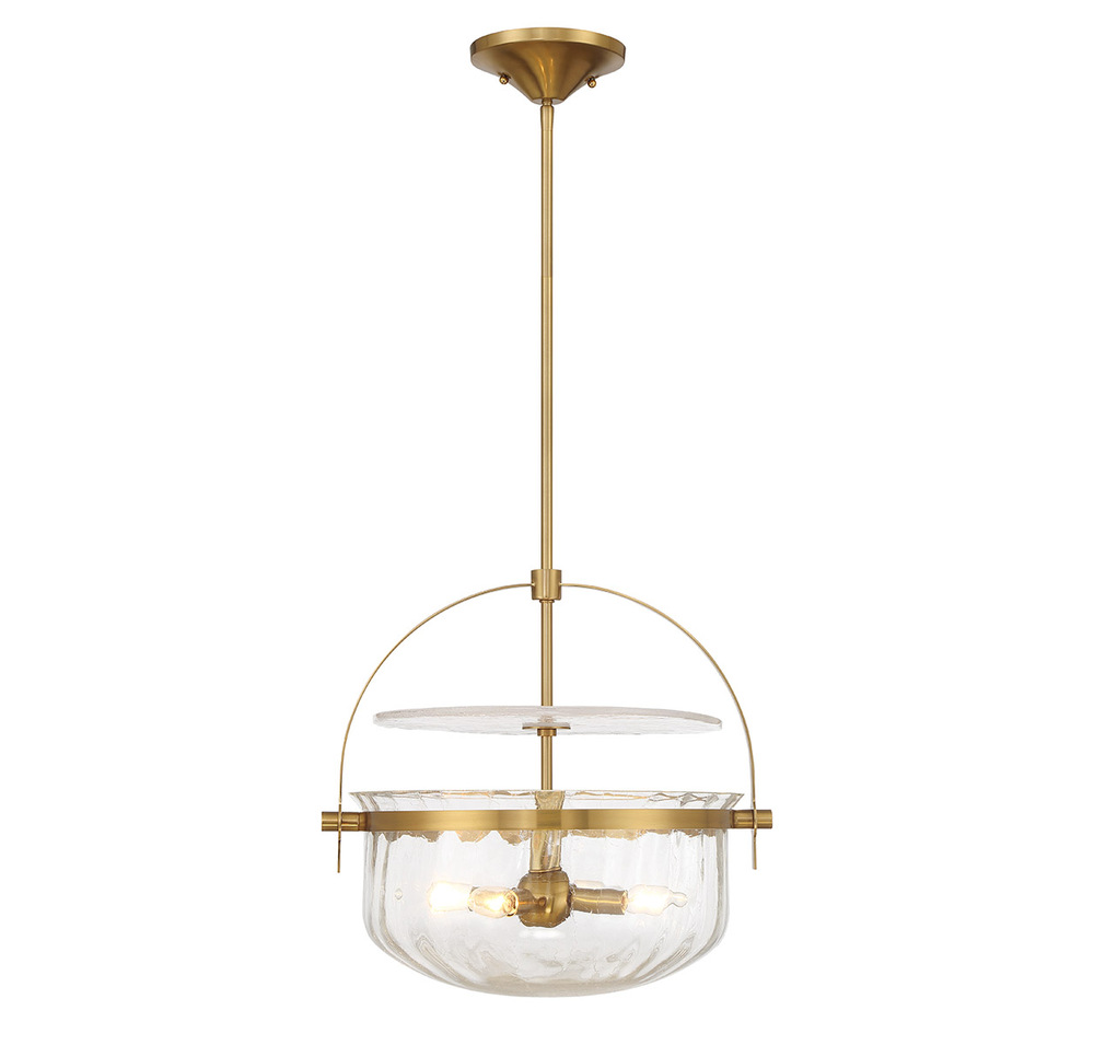 Denmar 4-Light Convertible Semi-Flush or Pendant in Warm Brass