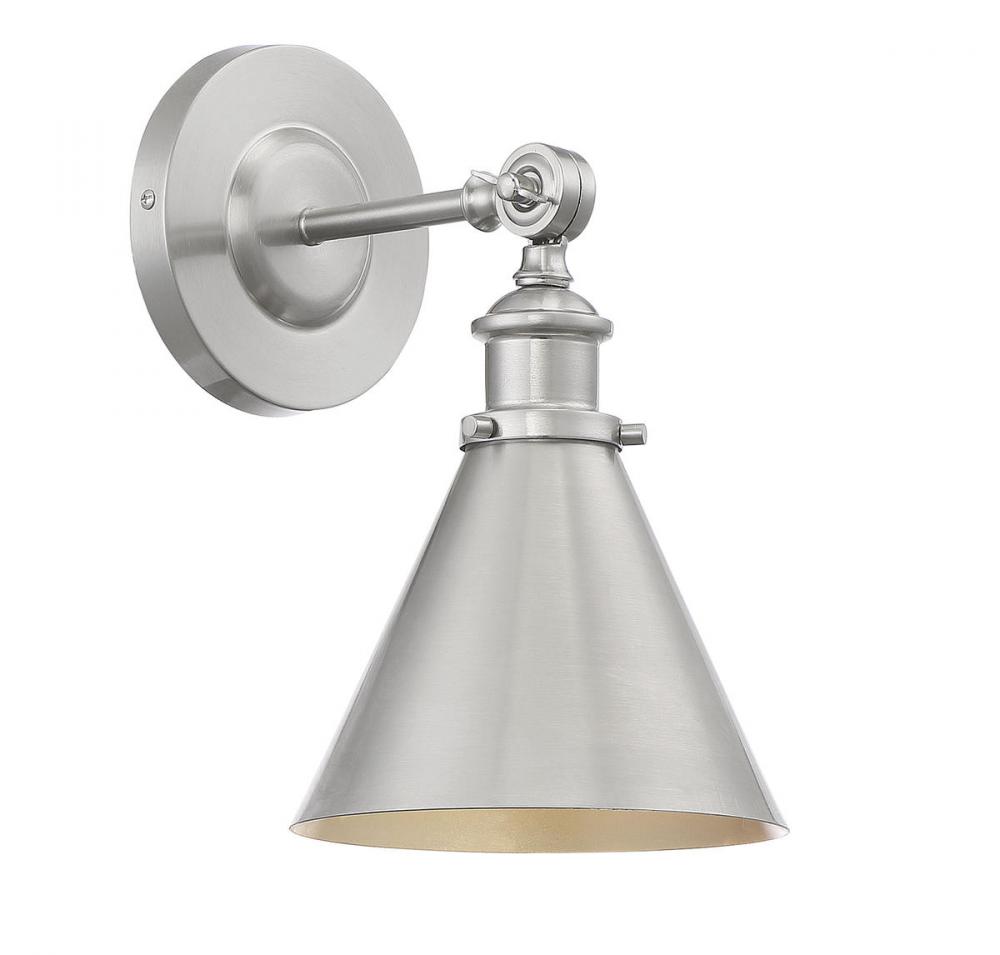 Glenn 1-Light Adjustable Wall Sconce in Satin Nickel