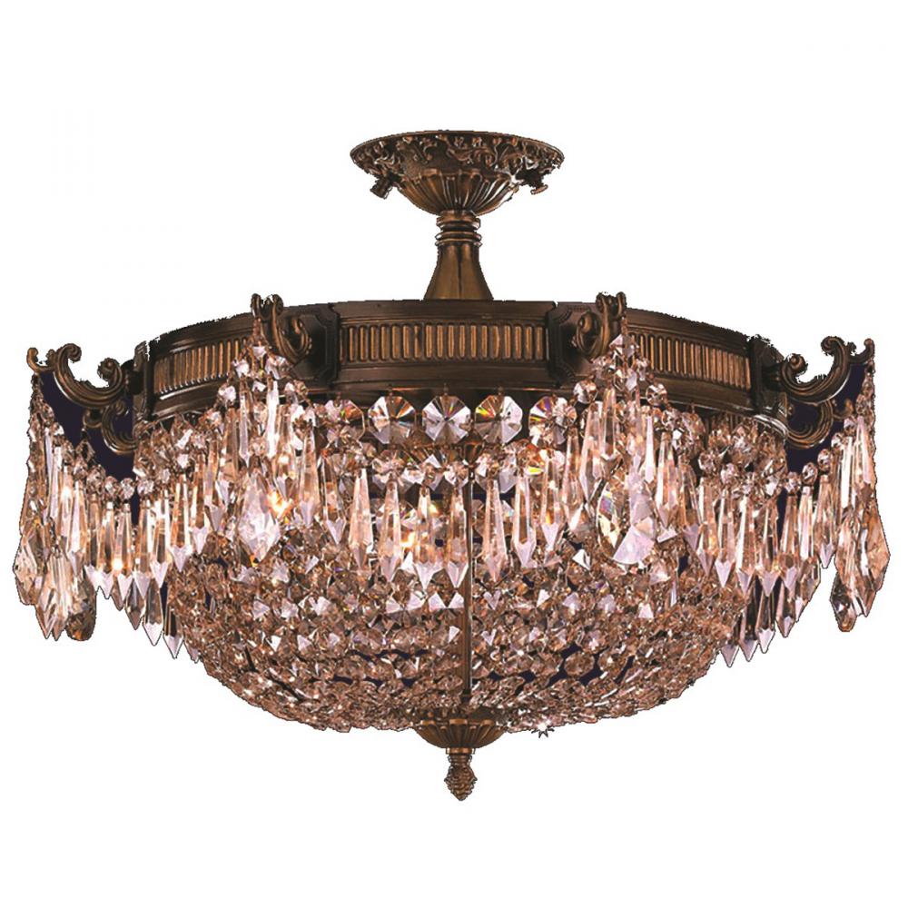 Winchester 4-Light Antique Bronze Finish and Golden Teak Crystal Semi Flush Mount Ceiling Light 24 i