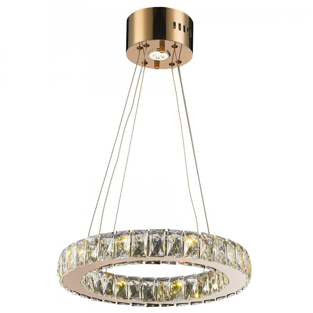 Galaxy 9 Integrated LEd Light Rose Gold Finish diamond Cut Crystal Circular Ring Chandelier 6000K 16