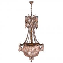 Worldwide Lighting Corp W83355FG24-GT - Winchester 4-Light French Gold Finish and Golden Teak Crystal Chandelier 24 in. Dia x 40 in. H Mediu