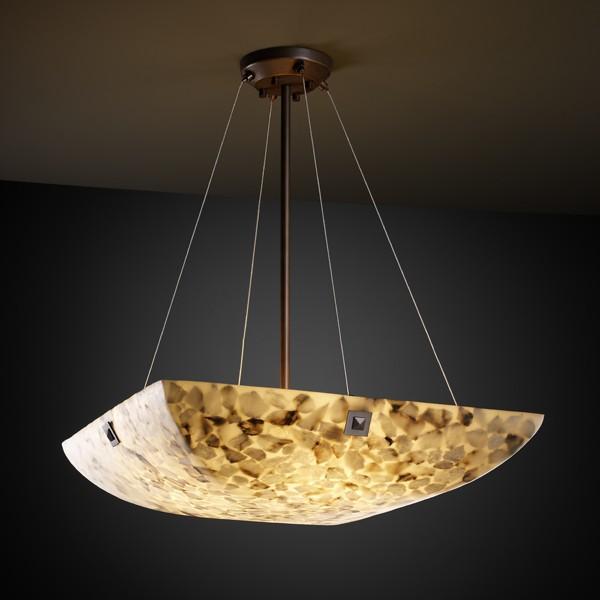 48" Pendant Bowl w/ PAIR SQUARE W/ POINTS FINIALS