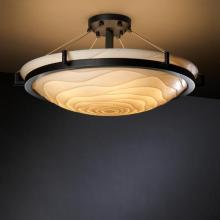 Justice Design Group PNA-9682-35-WAVE-MBLK-LED-5000 - 24" Round Bowl Semi-Flush w/ Ring