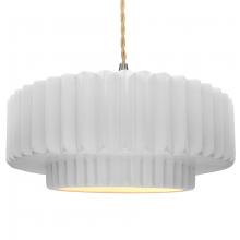 Justice Design Group CER-6555-WHT-NCKL-BEIG-TWST - Large Tier Pleated 1-Light Pendant