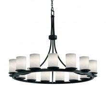 Justice Design Group FSN-8715-10-WEVE-MBLK - Dakota 15-Light 1-Tier Ring Chandelier