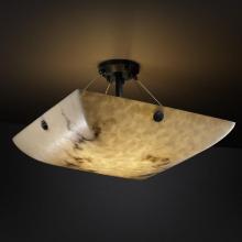 Justice Design Group FAL-9654-35-MBLK-F4-LED-6000 - 36" Semi-Flush Bowl w/ Large Square w/ Point Finials