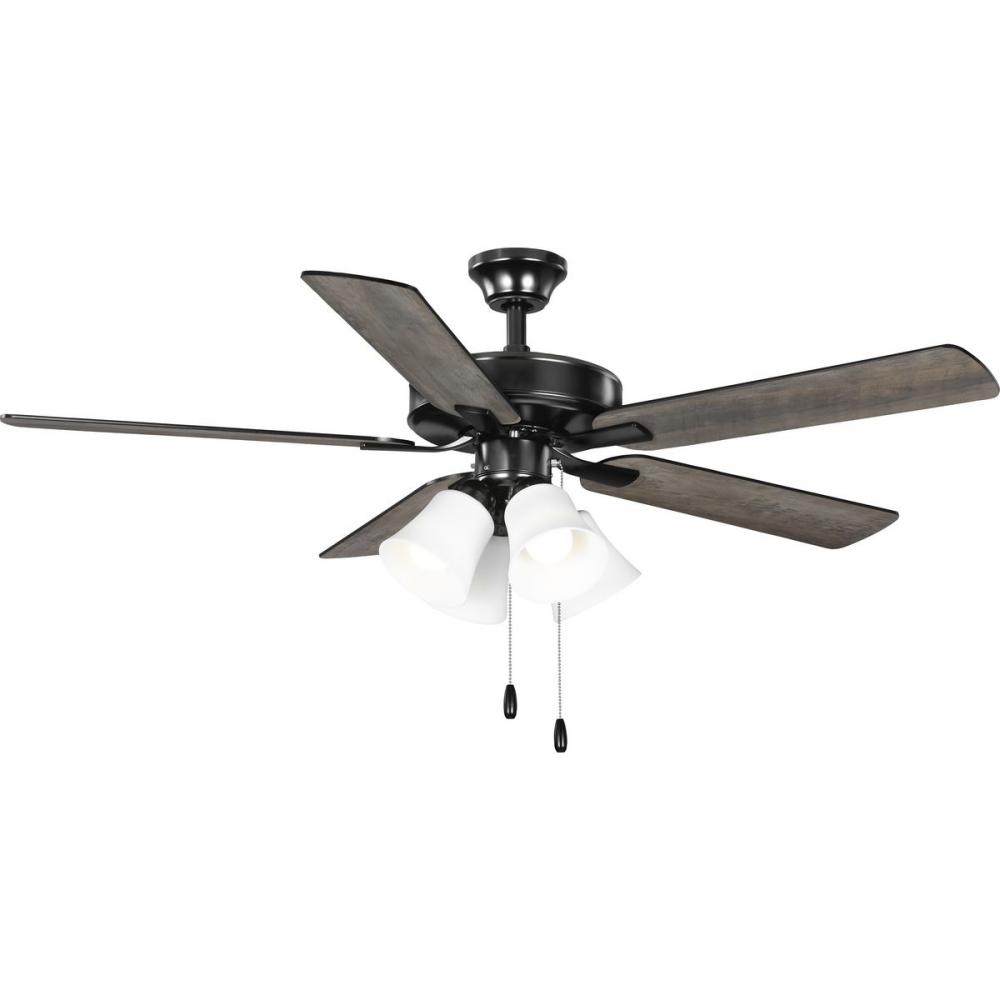 AirPro 52 in. Matte Black 5-Blade AC Motor Ceiling Fan with Light