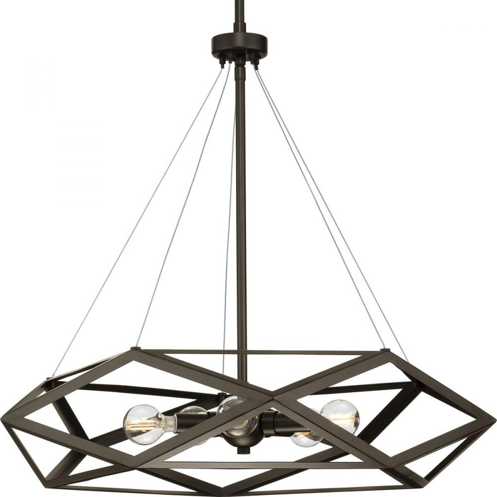 Saucedo Collection Five-Light Architectural Bronze Modern Pendant