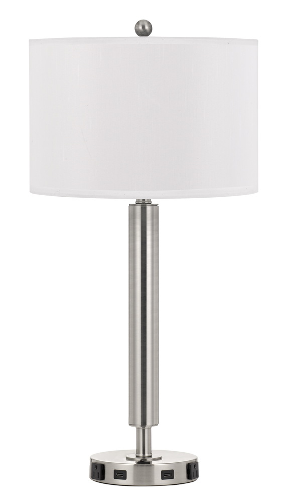 30" Height Metal Night Stand Lamp in Brushed Steel Finish