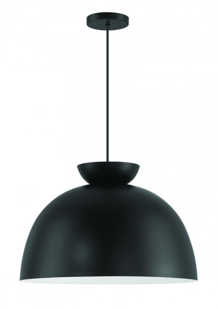 Ventura Dome 1 Light Pendant in Flat Black