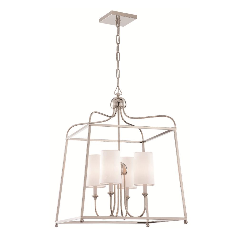 Libby Langdon Sylvan 4 Light Polished Nickel Lantern Chandelier