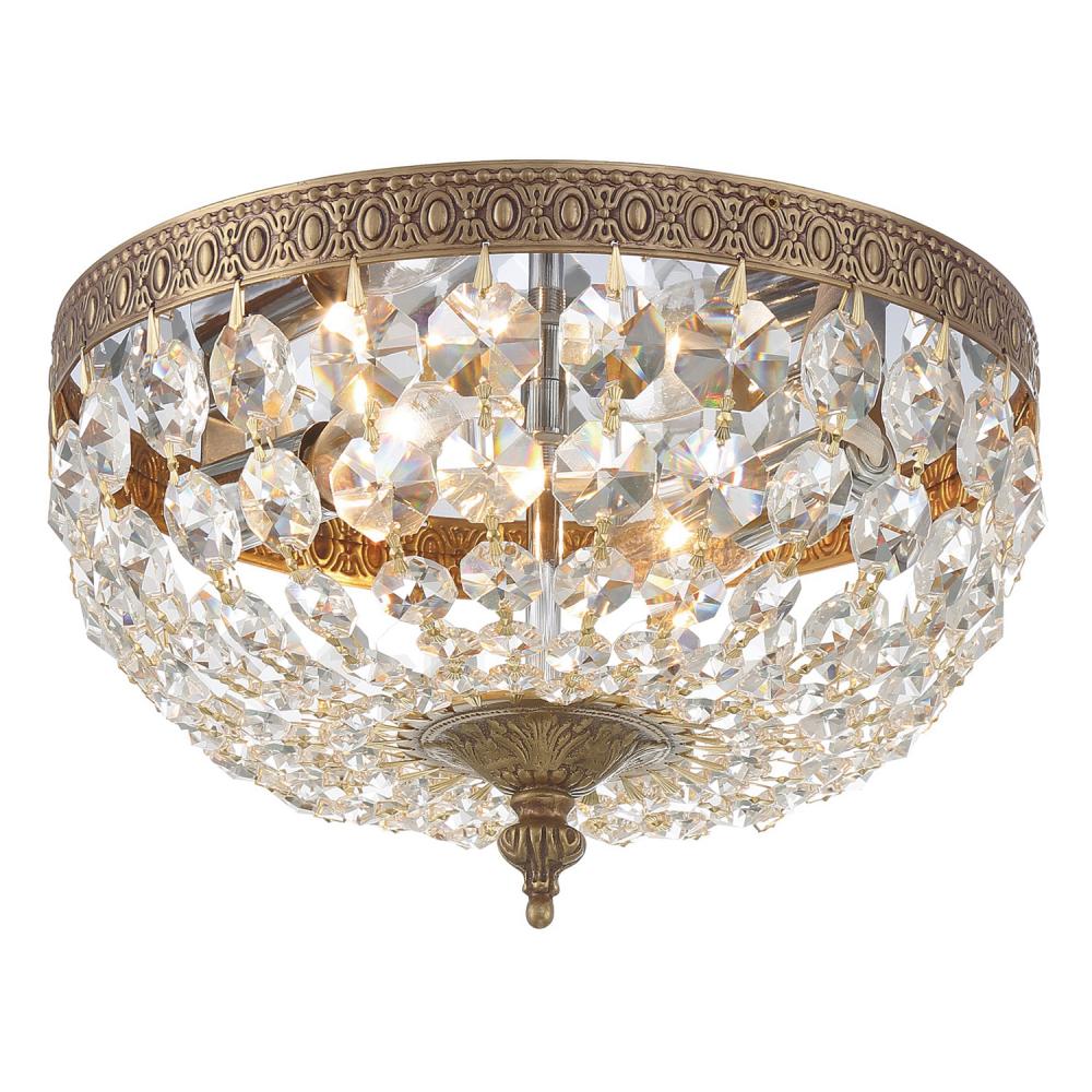 Crystorama 2 Light Spectra Crystal Olde Brass Flush Mount