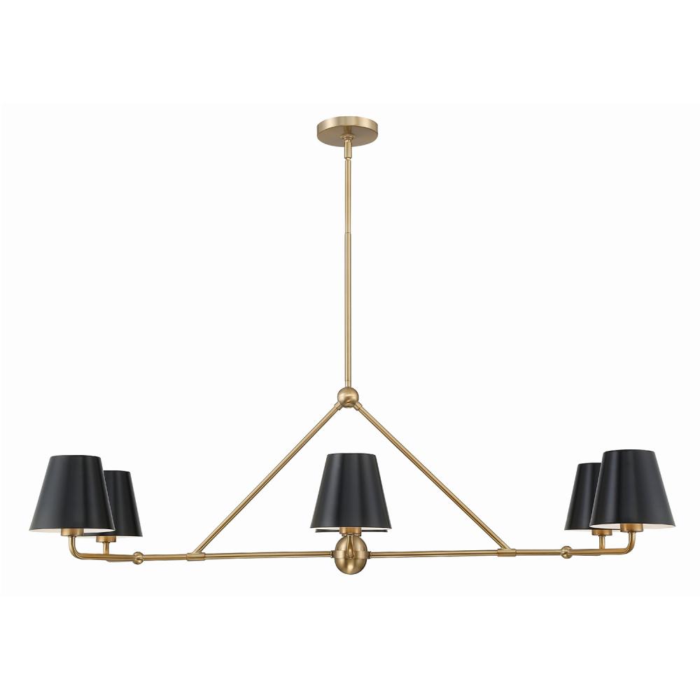 Xavier 6 Light Vibrant Gold Linear Chandelier